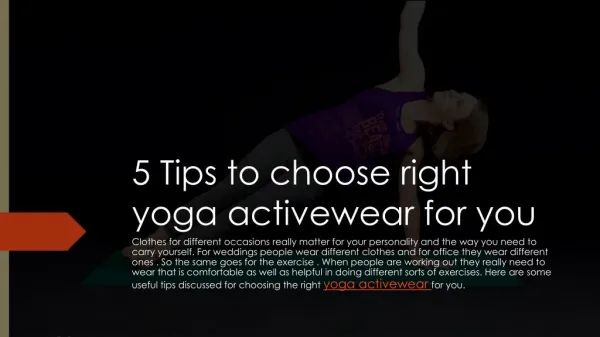5 Tips to choose right yoga activewear for you
