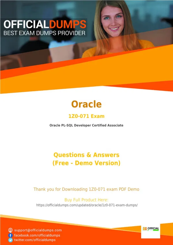 1Z0-071 Exam Questions - Easy and Guaranteed Oracle 1Z0-071 Exam Success - OFFICIALDUMPS