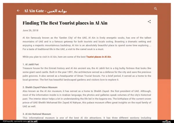 Finding The Best Tourist places in Al Ain