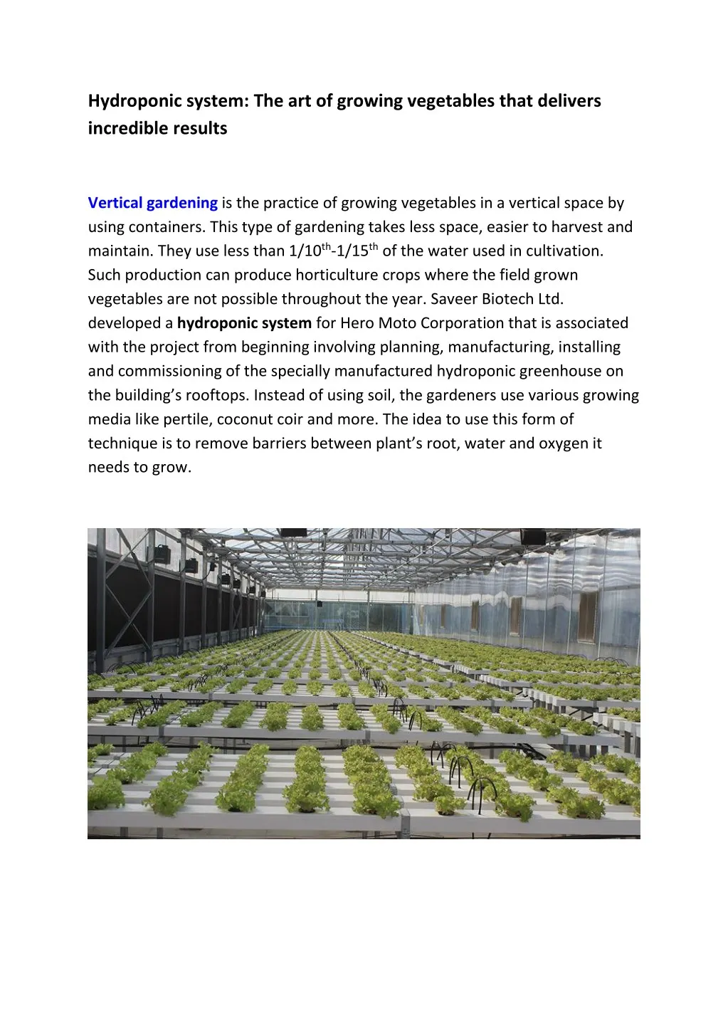 hydroponic system the art of growing vegetables