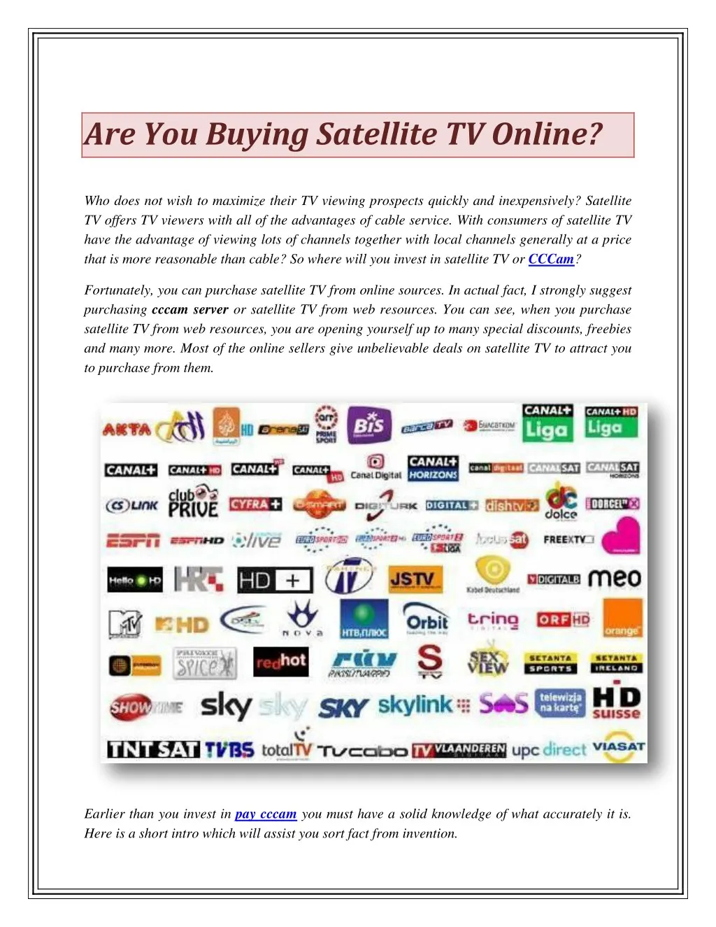 are you buying satellite tv online