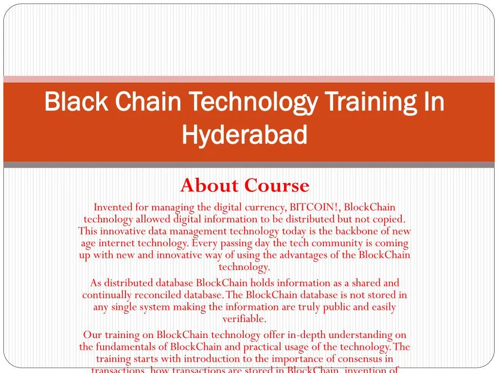 black chain technology training in hyderabad