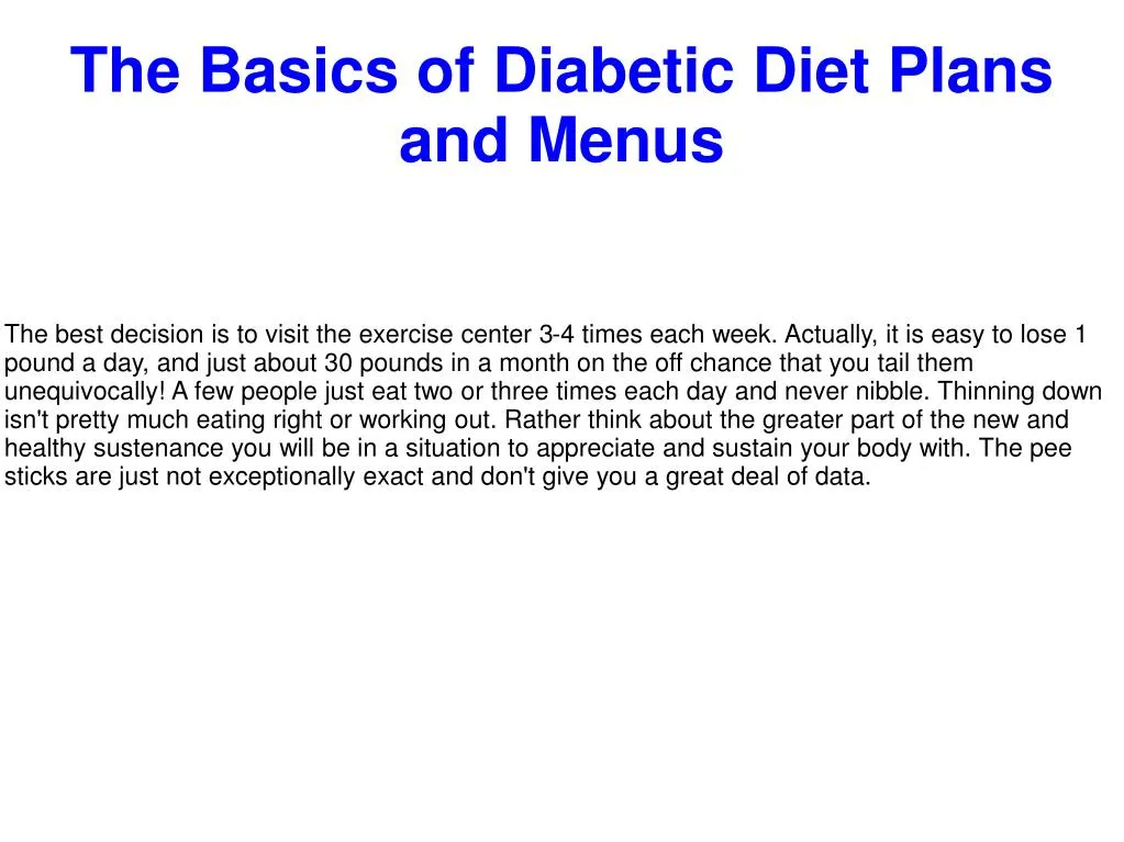 the basics of diabetic diet plans and menus