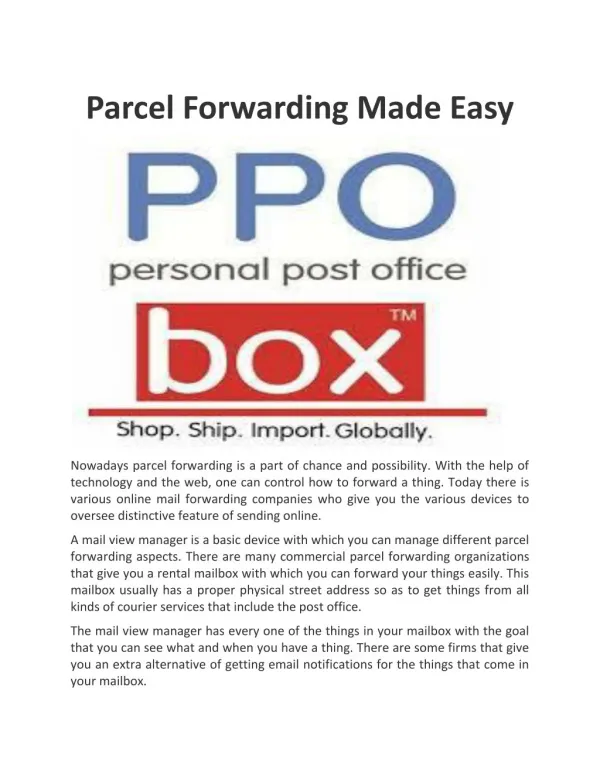 Parcel Forwarding Made Easy