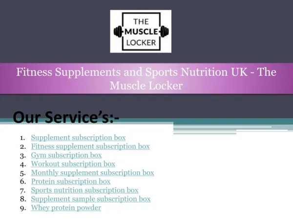 Fitness Supplements and Sports Nutrition UK - The Muscle Locker