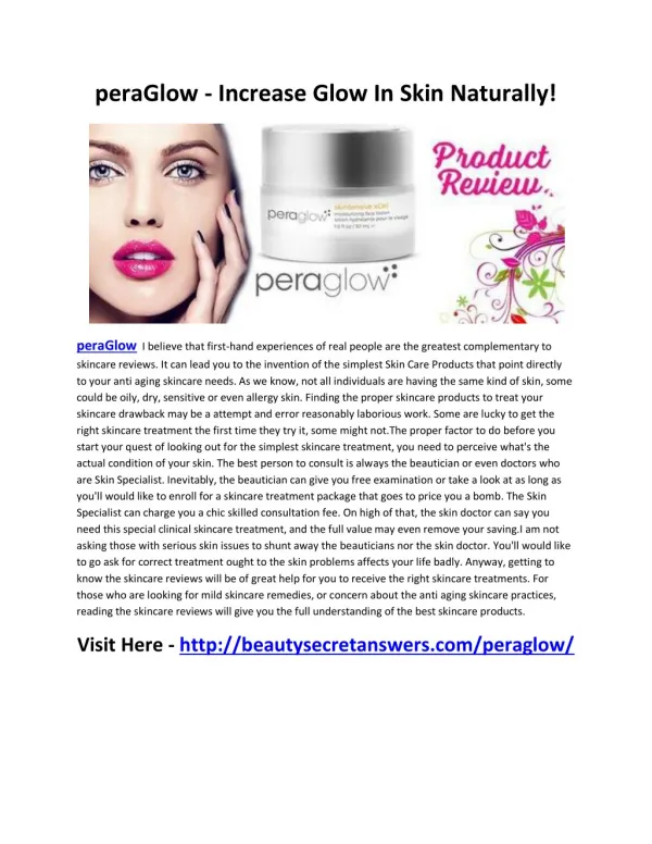 peraGlow - The Perfect Skin Treatment For An Ageless Look!