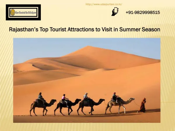 Rajasthanâ€™s Top Tourist Attractions to Visit in Summer Season