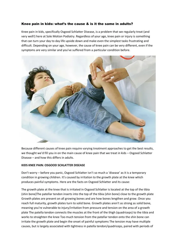 Knee pain in kids: whatâ€™s the cause & is it the same in adults