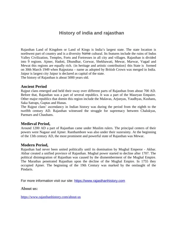 Rajasthan History | History of India in Hindi