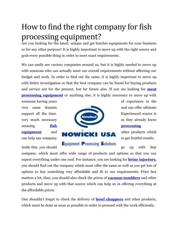 how to find the right company for fish processing