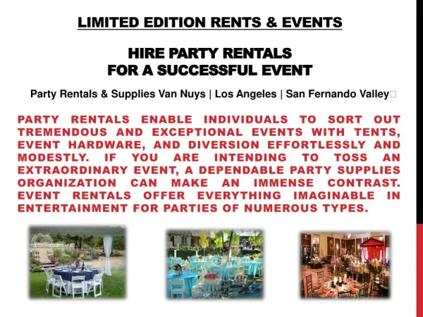 Hire Party Rentals For A Successful Event