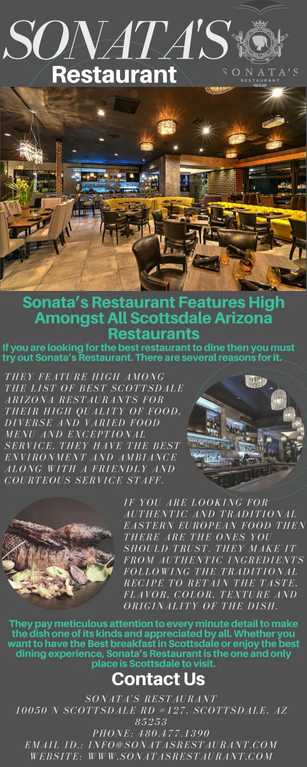 Sonataâ€™s Restaurant Features High Amongst All Scottsdale Arizona Restaurants