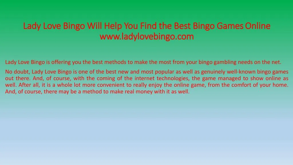 lady love bingo will help you find the best bingo games online www ladylovebingo com