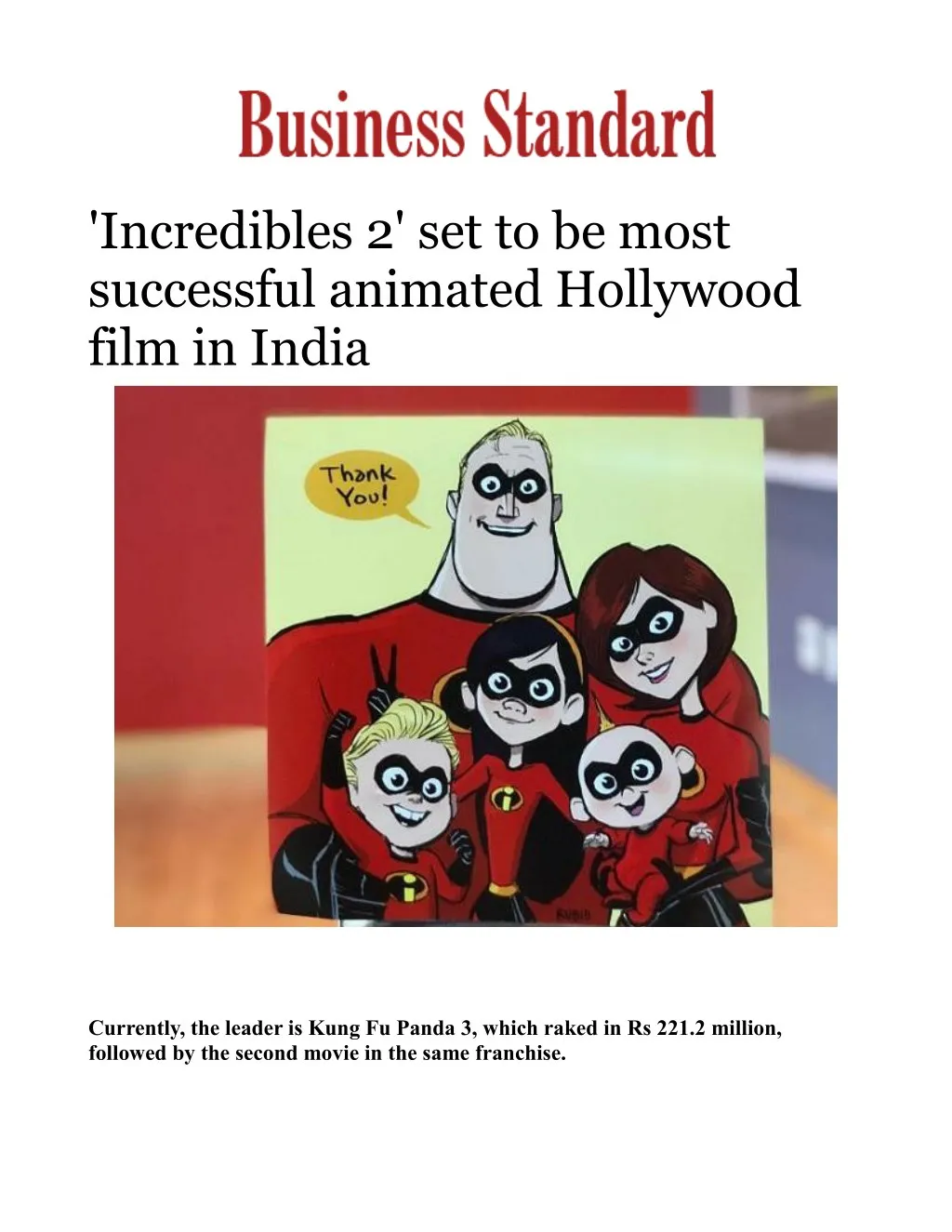 incredibles 2 set to be most successful animated