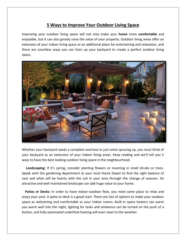 5 Ways to Improve Your Outdoor Living Space