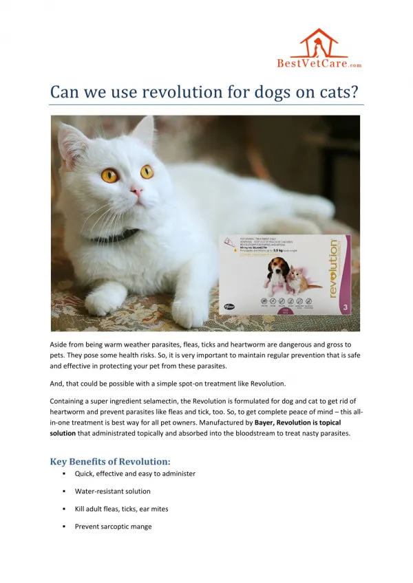 Can we use revolution for dogs on cats?