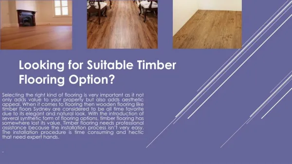 Looking for Suitable Timber Flooring Option?
