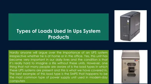 Types of Loads Used In Ups System Products