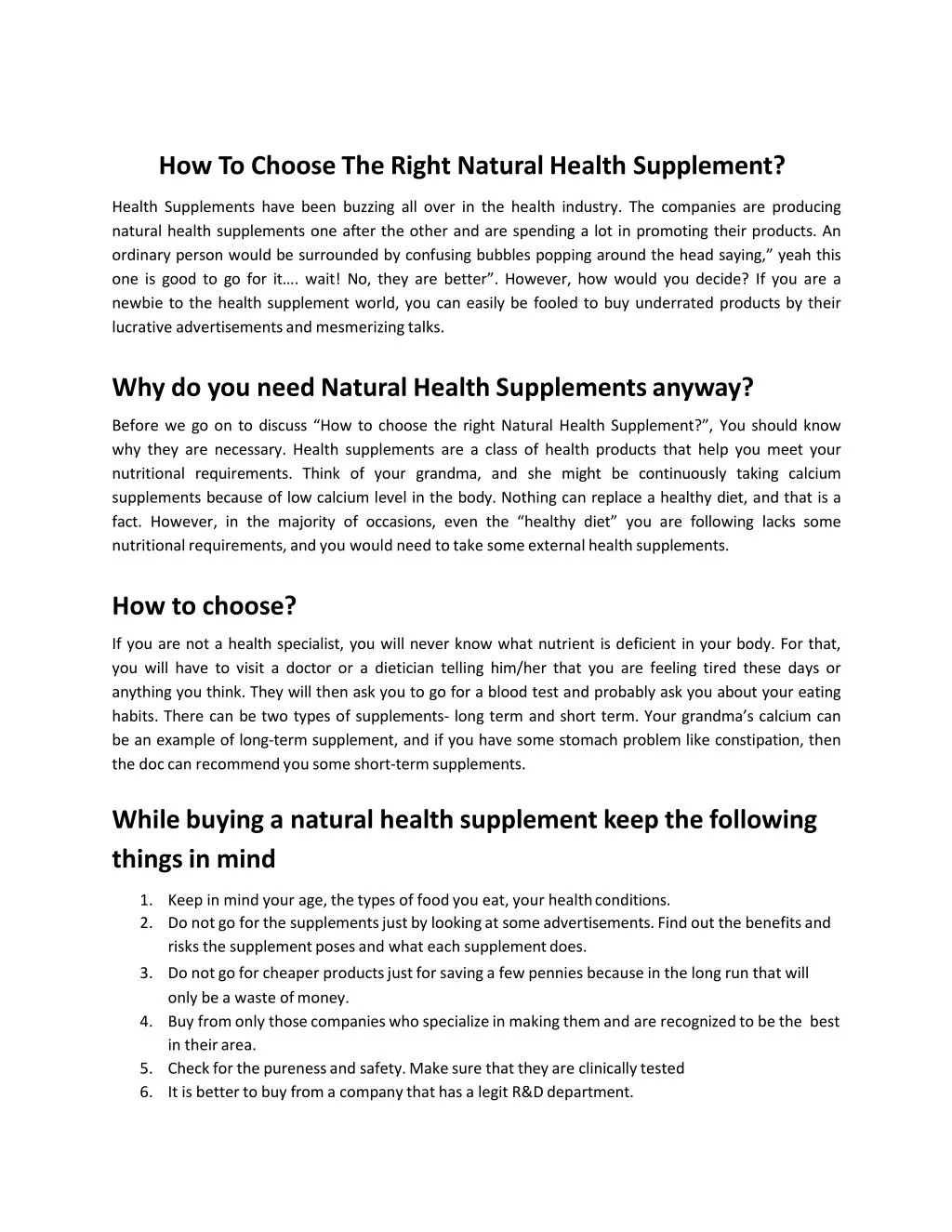 how to choose the right natural health supplement
