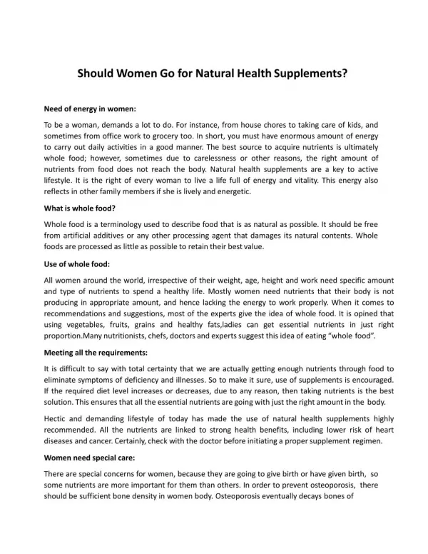 Natural Supplements