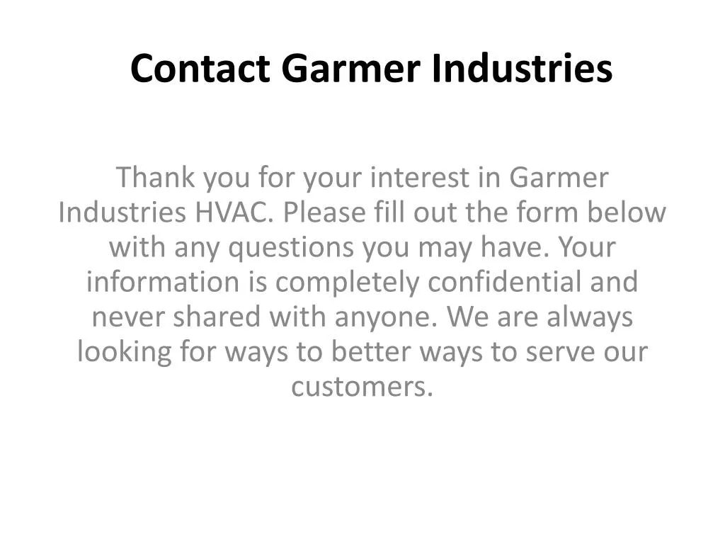 contact garmer industries