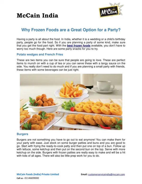 Why Frozen Foods are a Great Option for a Party?