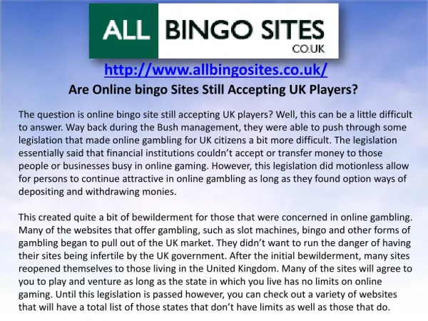 Are Online bingo Sites Still Accepting UK Players?