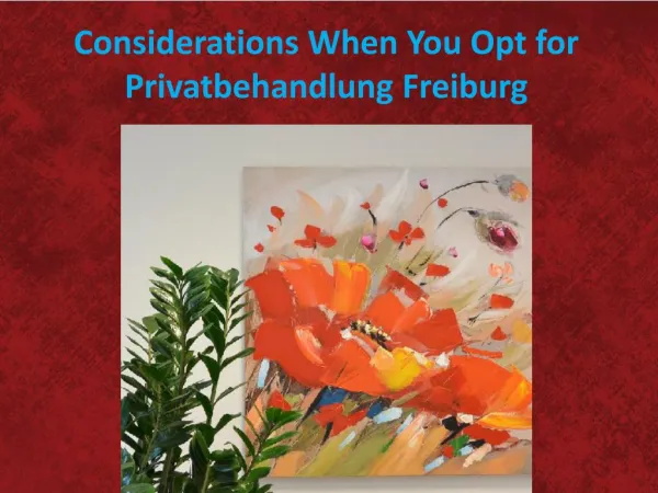 Considerations When You Opt for Privatbehandlung Freiburg
