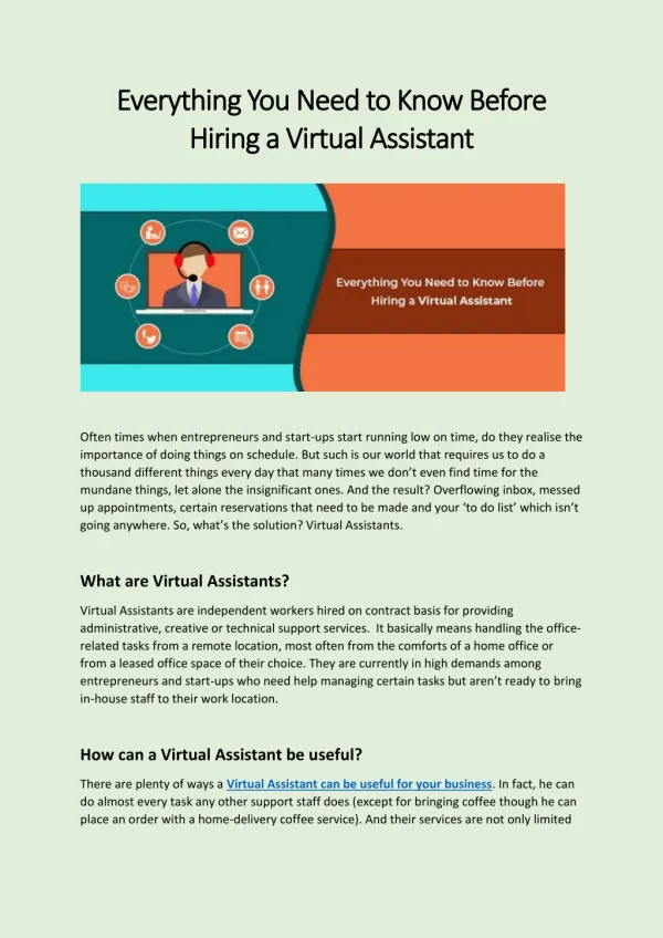 Everything You Need to Know Before Hiring a Virtual Assistant