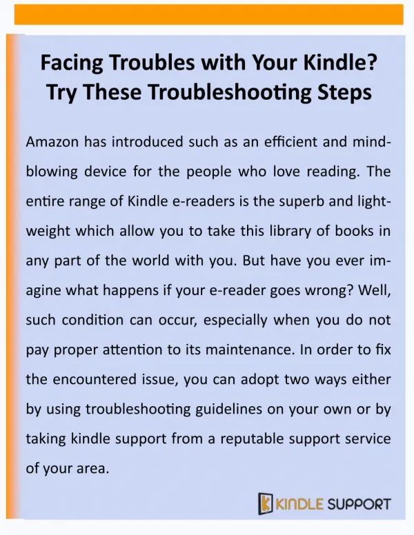 Facing Troubles with Your Kindle Try These Troubleshooting Steps