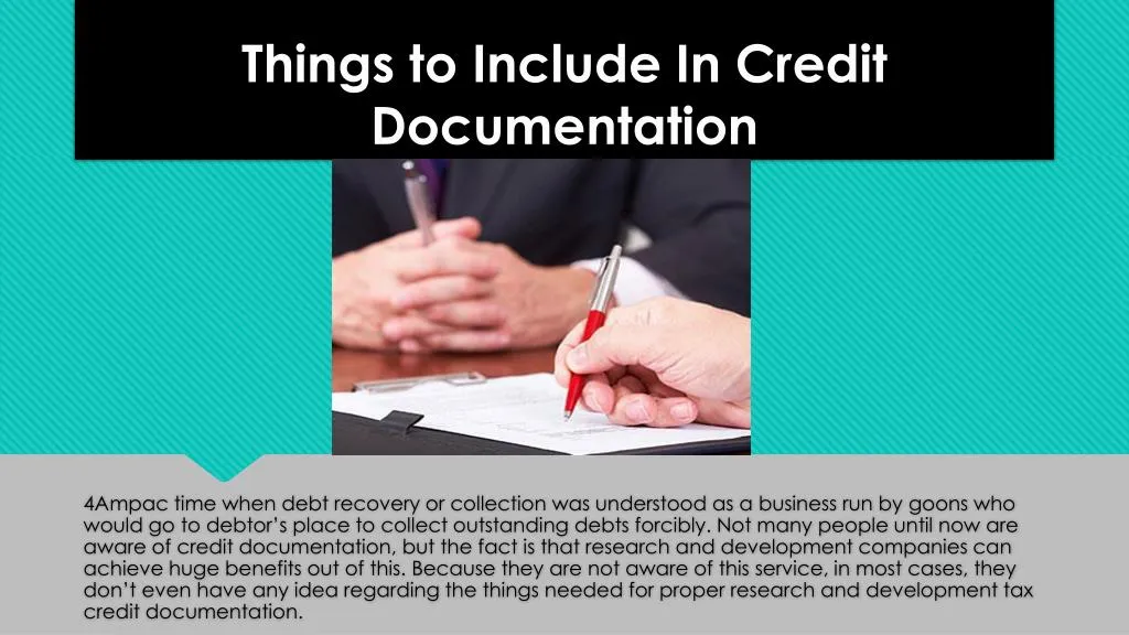 things to include in credit documentation