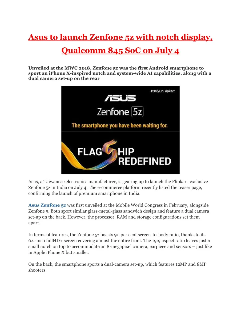 asus to launch zenfone 5z with notch display