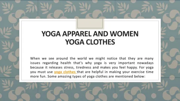 Yoga Apparel and Women Yoga Clothes
