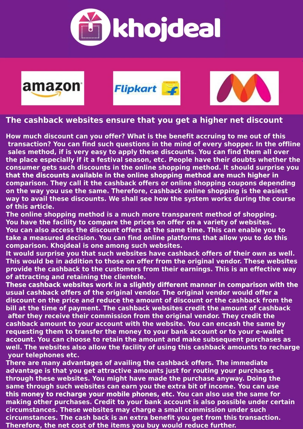 the cashback websites ensure that