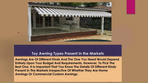 Toy Awning Types Present In the Markets