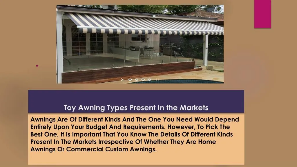 toy awning types present in the markets