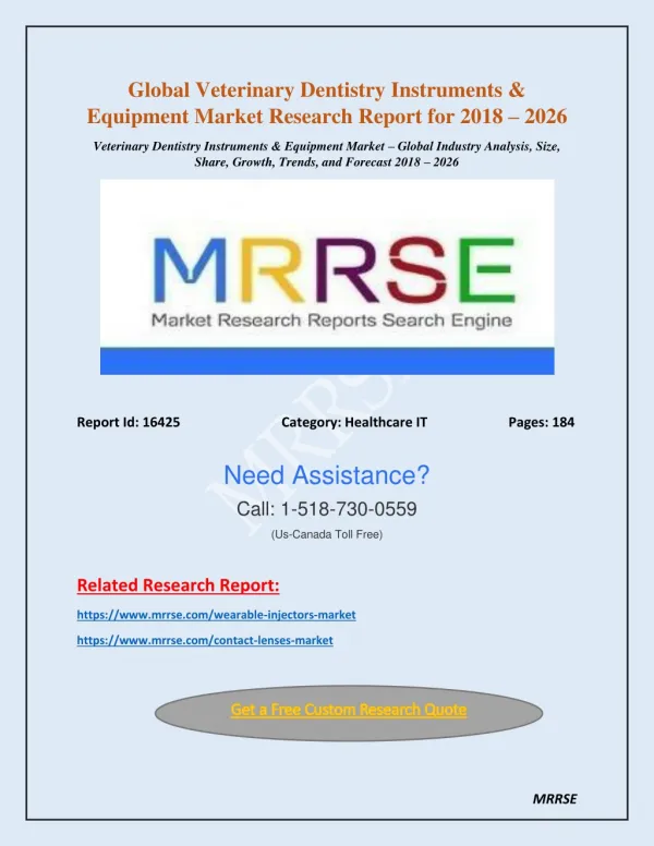 Global Veterinary Dentistry Instruments & Equipment Market Report till 2026