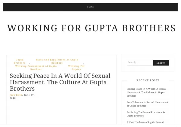 Seeking Peace In A World Of Sexual Harassment. The Culture At Gupta Brothers