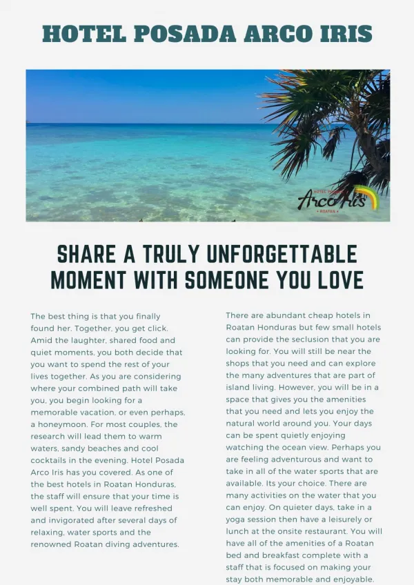 Share a Truly Unforgettable Moment with Someone You Love in Roatan Honduras