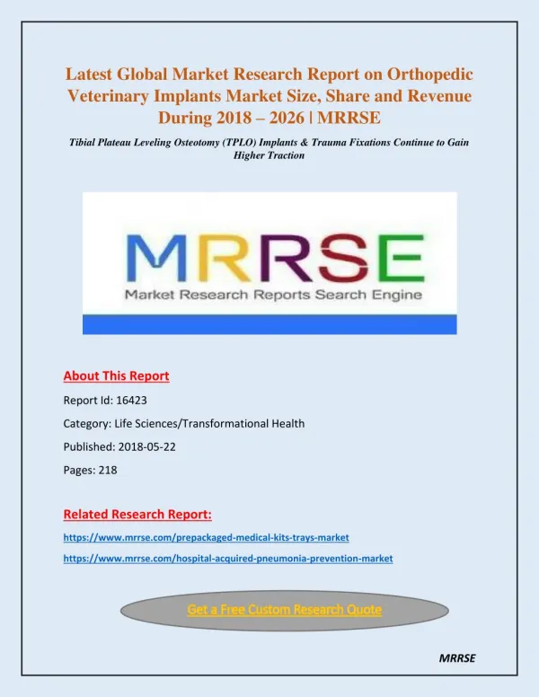 Global Research Report on Orthopedic Veterinary Implants Market Size