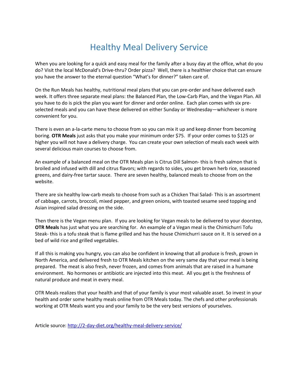 healthy meal delivery service