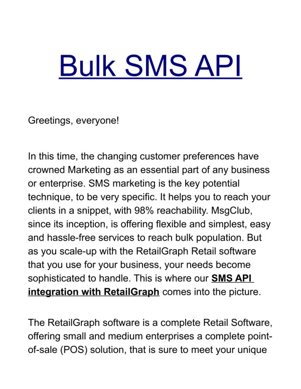 Bulk SMS API Provider in India