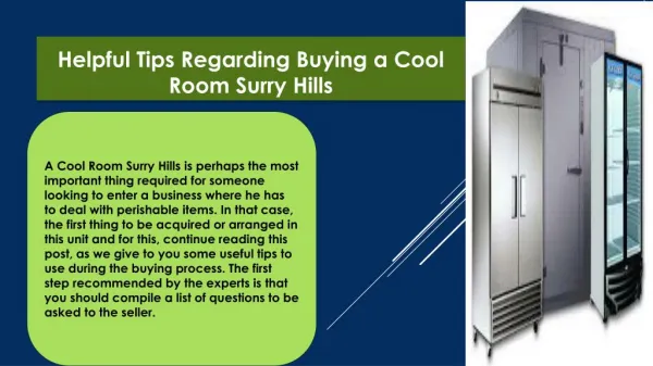 Helpful Tips Regarding Buying a Cool Room Surry Hills