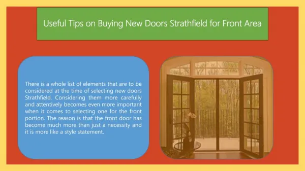 Useful Tips on Buying New Doors Strathfield for Front Area