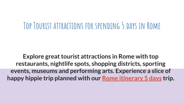 Top Tourist attraction for spending 5 days in Rome