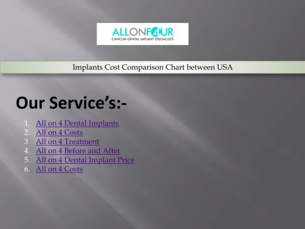 Implants Cost Comparison Chart between USA