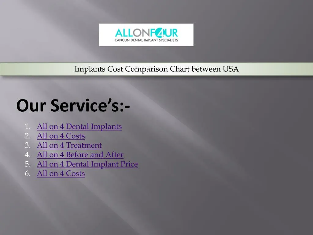 implants cost comparison chart between usa