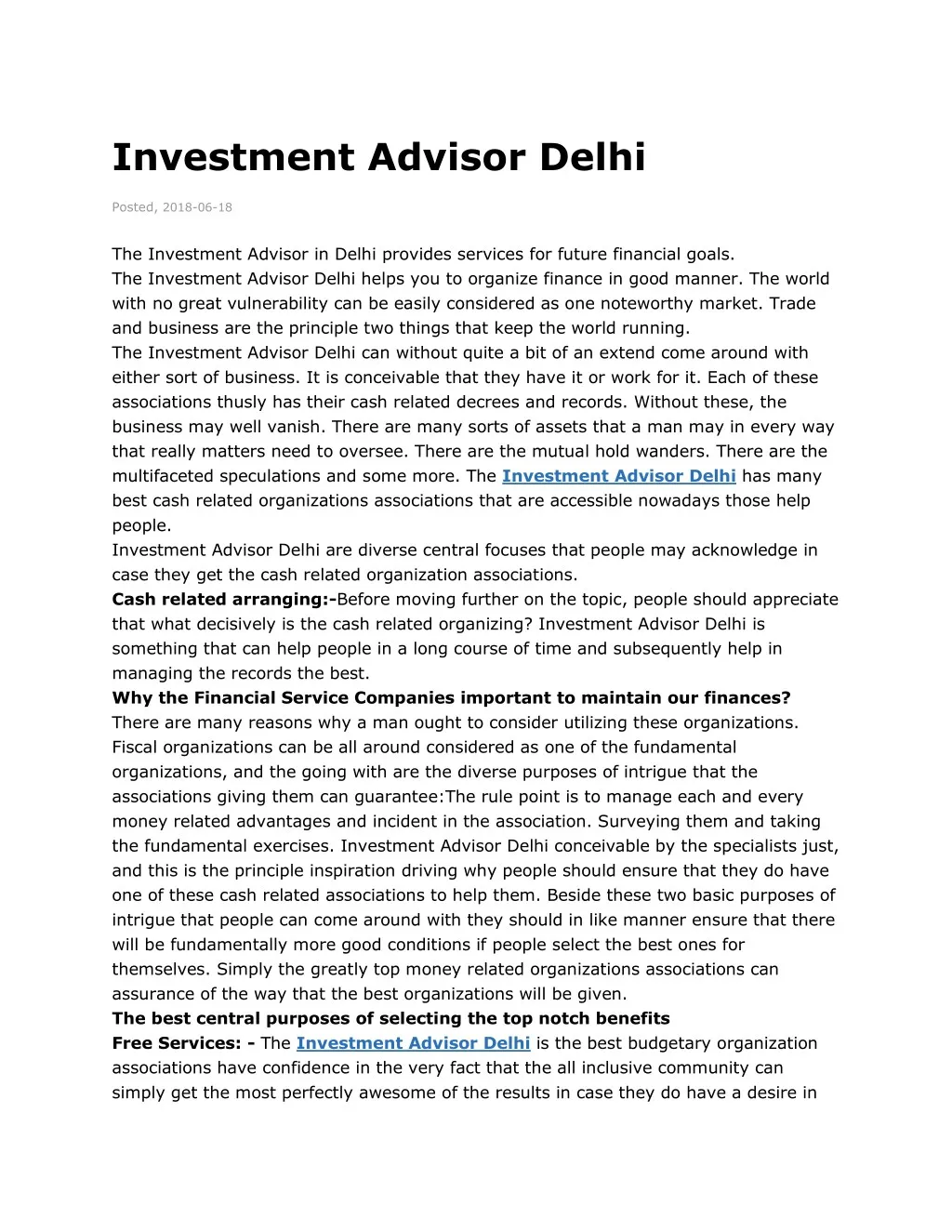 investment advisor delhi