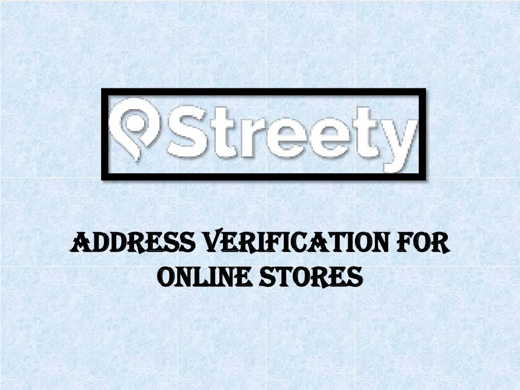 address verification for online stores