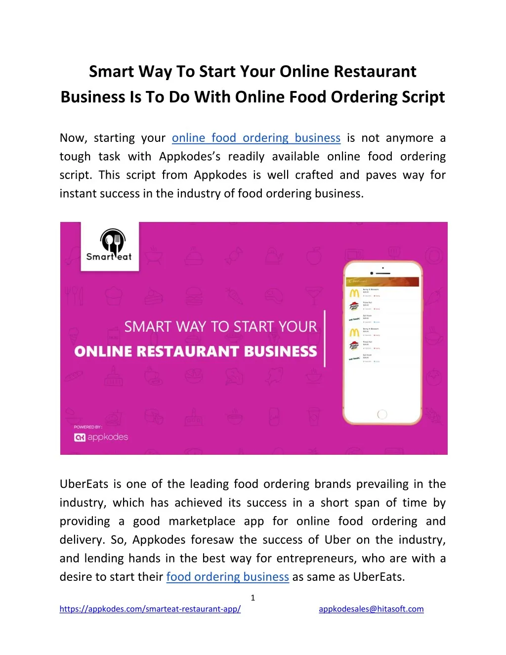 smart way to start your online restaurant